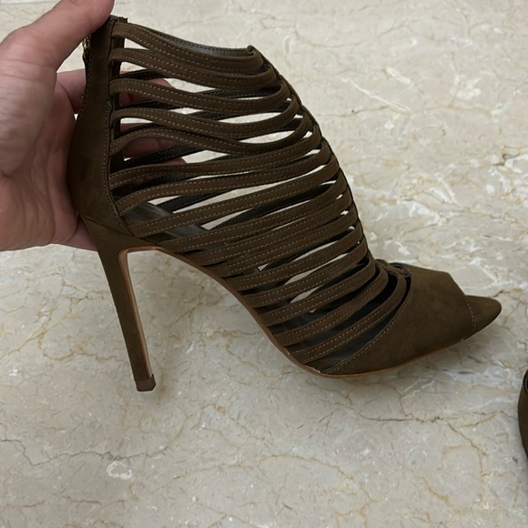 💋Sexy💋Brown Swede Zara strappy open toe booties Sz:9 - Picture 7 of 10